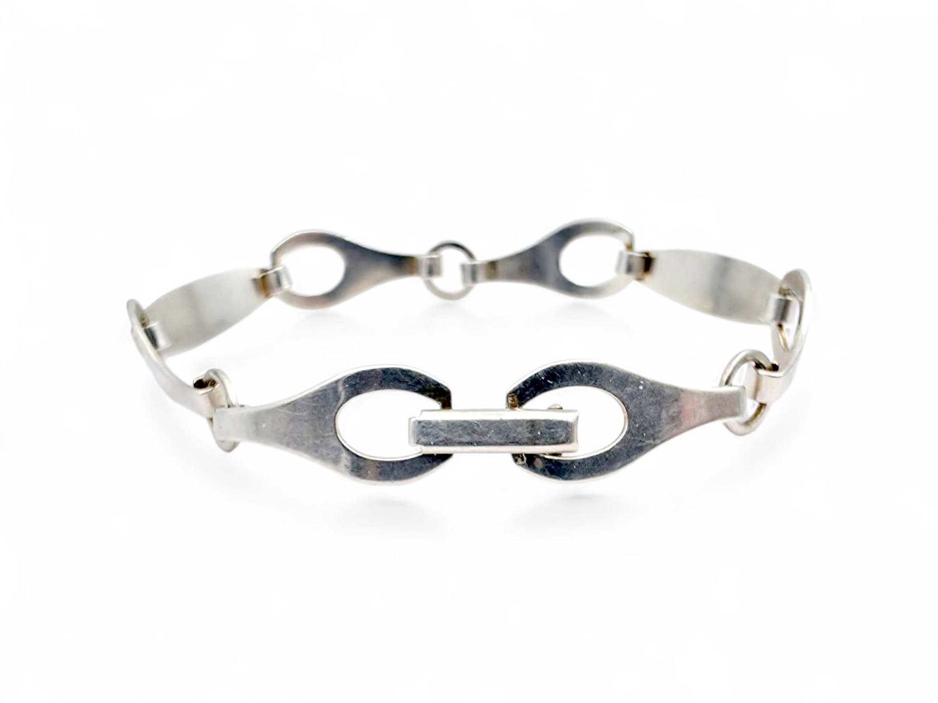 Vintage F. Speidel 835 Silver Modernist Bracelet - Sculptural Teardrop Link Design, 19cm von detaschmuck