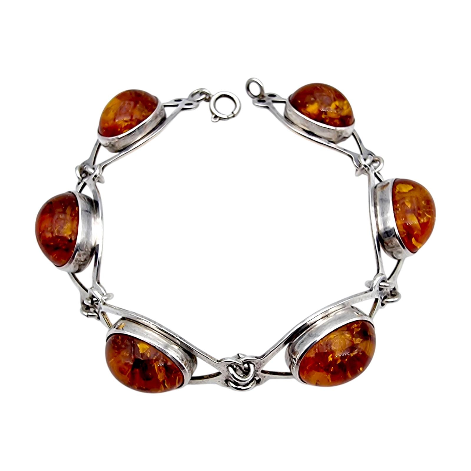 Vintage Fischland Germany Amber Bracelet 835 Silver - Mid-Century Modernist Baltic Jewelry, German Collectible von detaschmuck