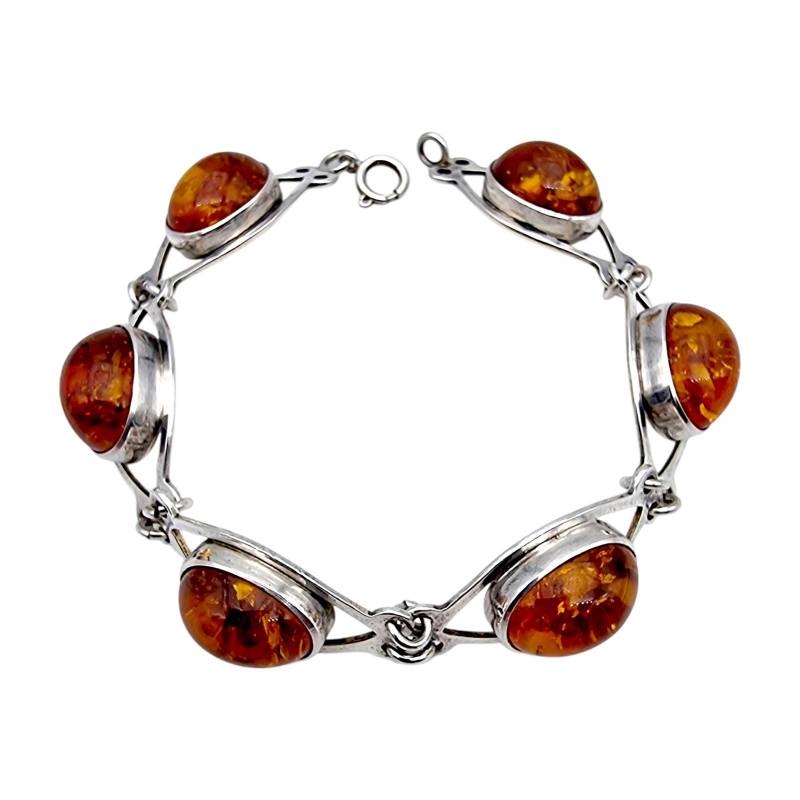 Vintage Fischland Germany Amber Bracelet 835 Silver - Mid-Century Modernist Baltic Jewelry, German Collectible von detaschmuck
