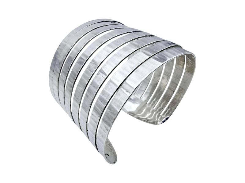 Vintage Franz Scheurle | Fs Modernist Silver Cuff Bracelet - Ca. 1960S Germany von detaschmuck