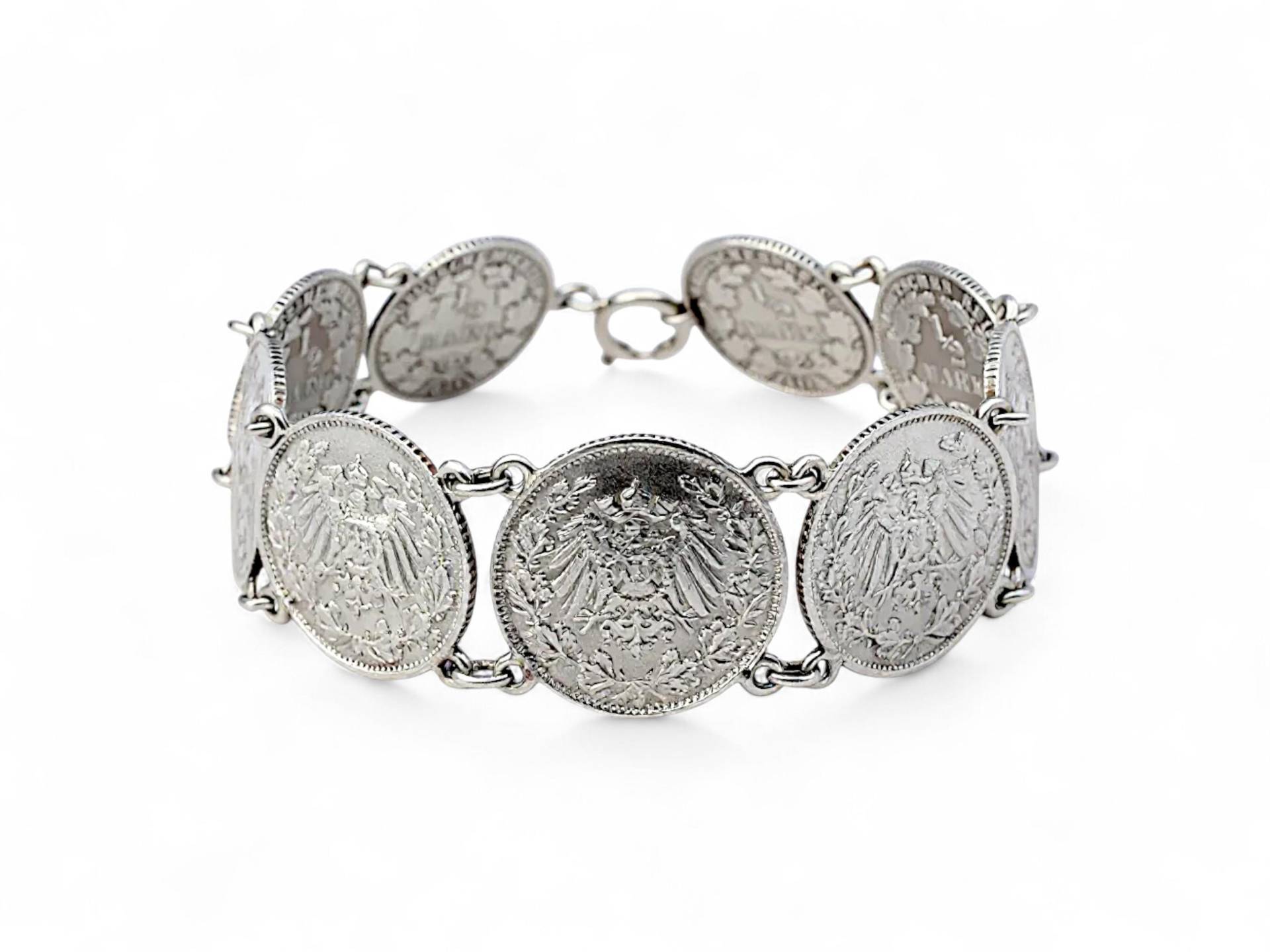 Vintage German Coin Bracelet - Silver 1/2 Mark Coins, Deutsches Reich Jewelry, 1900S Historic Collectible von detaschmuck