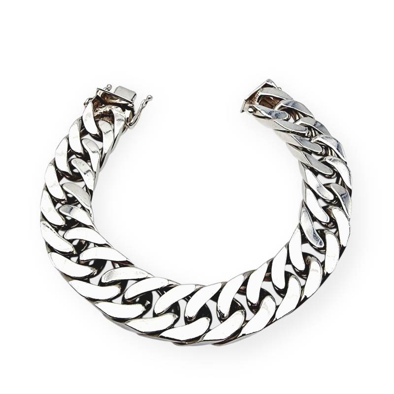 Vintage Heavy Sterling Silver Curb Link Bracelet - 86G, 19cm, Wide 14mm, Bold Cuban Chain, Men's Solid Jewelry von detaschmuck