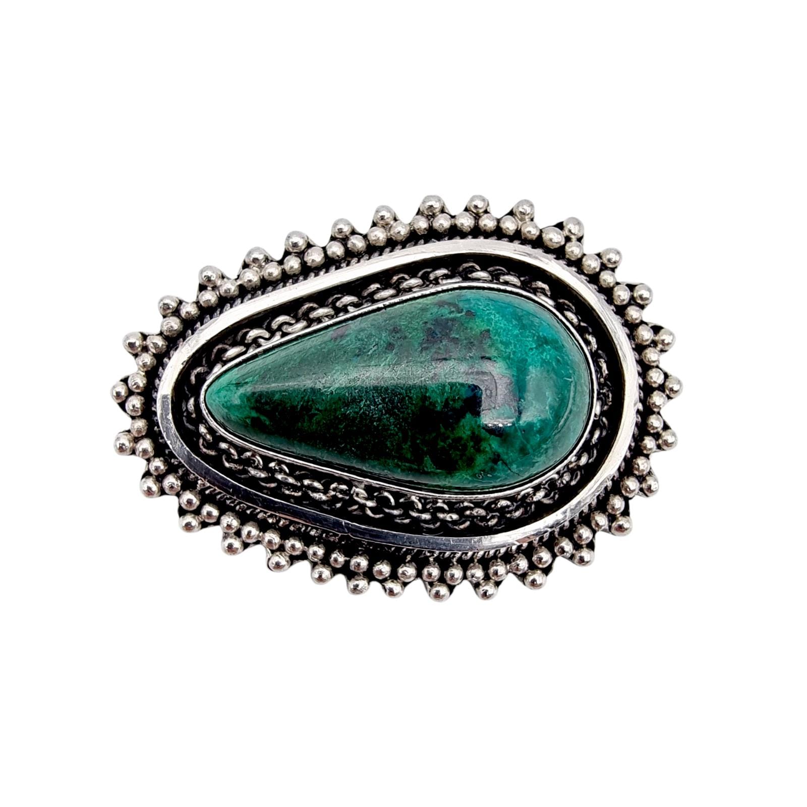 Vintage Israeli Silver Chrysocolla Pendant Brooch | Handmade Ethnic Design 37×27mm von detaschmuck