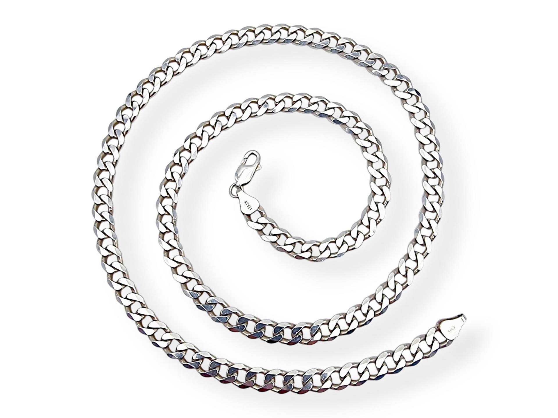 Vintage Italian 925 Sterling Silver Chain Necklace - 7mm Curb Link, 61cm, Solid Jewelry 43G von detaschmuck