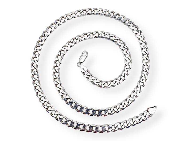 Vintage Italian 925 Sterling Silver Chain Necklace - 7mm Curb Link, 61cm, Solid Jewelry 43G von detaschmuck