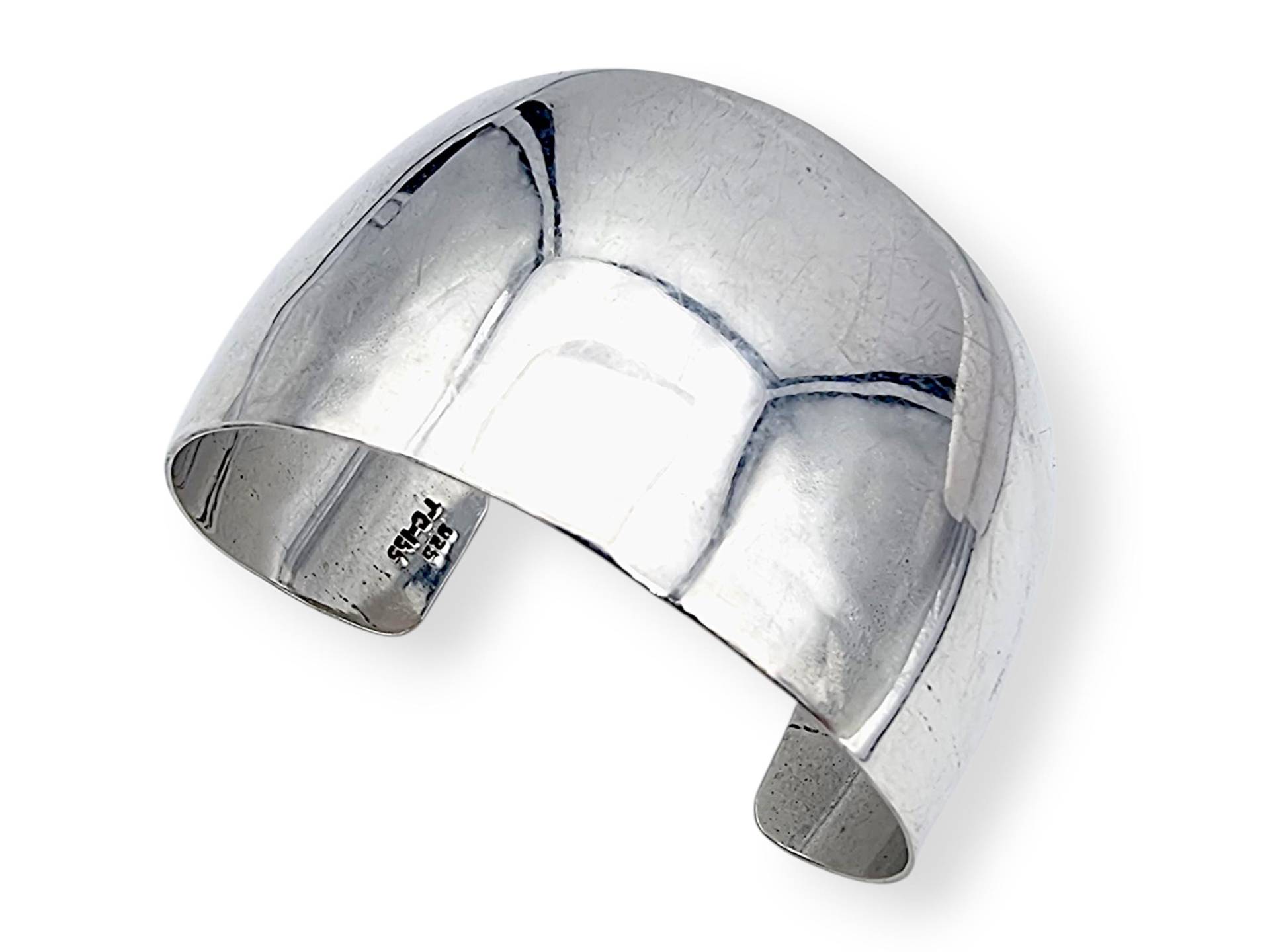 Vintage Mexican 925 Silver Cuff Bracelet - Taxco Tc-45 Modernist Wide Bangle, Minimalist Sterling Jewelry von detaschmuck