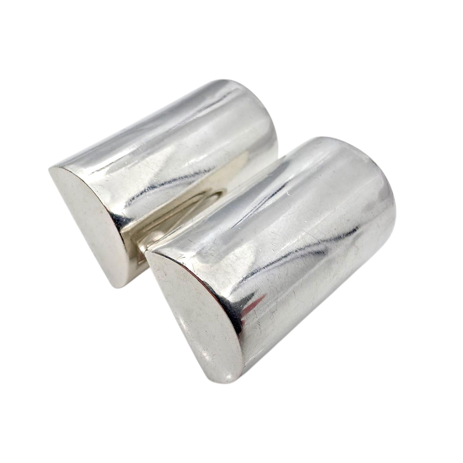 Vintage Mexican Sterling Silver Clip-On Earrings | 1980S Modernist Minimalist Sculptural Earrings, Heavy 925 Taxco Style Vintage Mexican Sterling Silver Clip-On Earrings | 1980S Modernist Minimalist Sculptural Earrings, Heavy 925 Taxco Style von detaschmuck