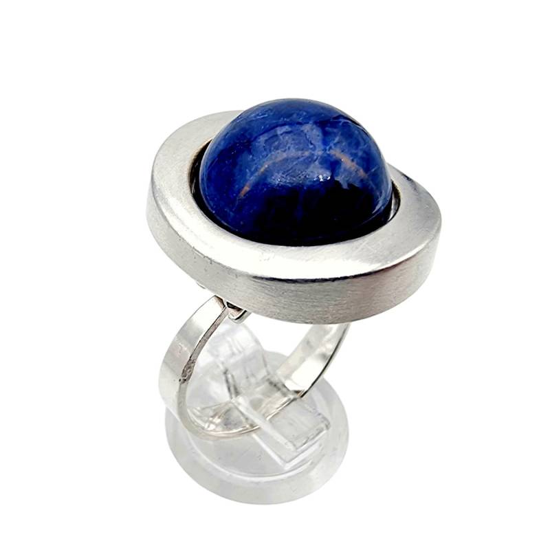 Vintage Modernist Ring With Lapis Lazuli Stone - Silver 835 Statement | Us 9.5 | Eu 61 von detaschmuck