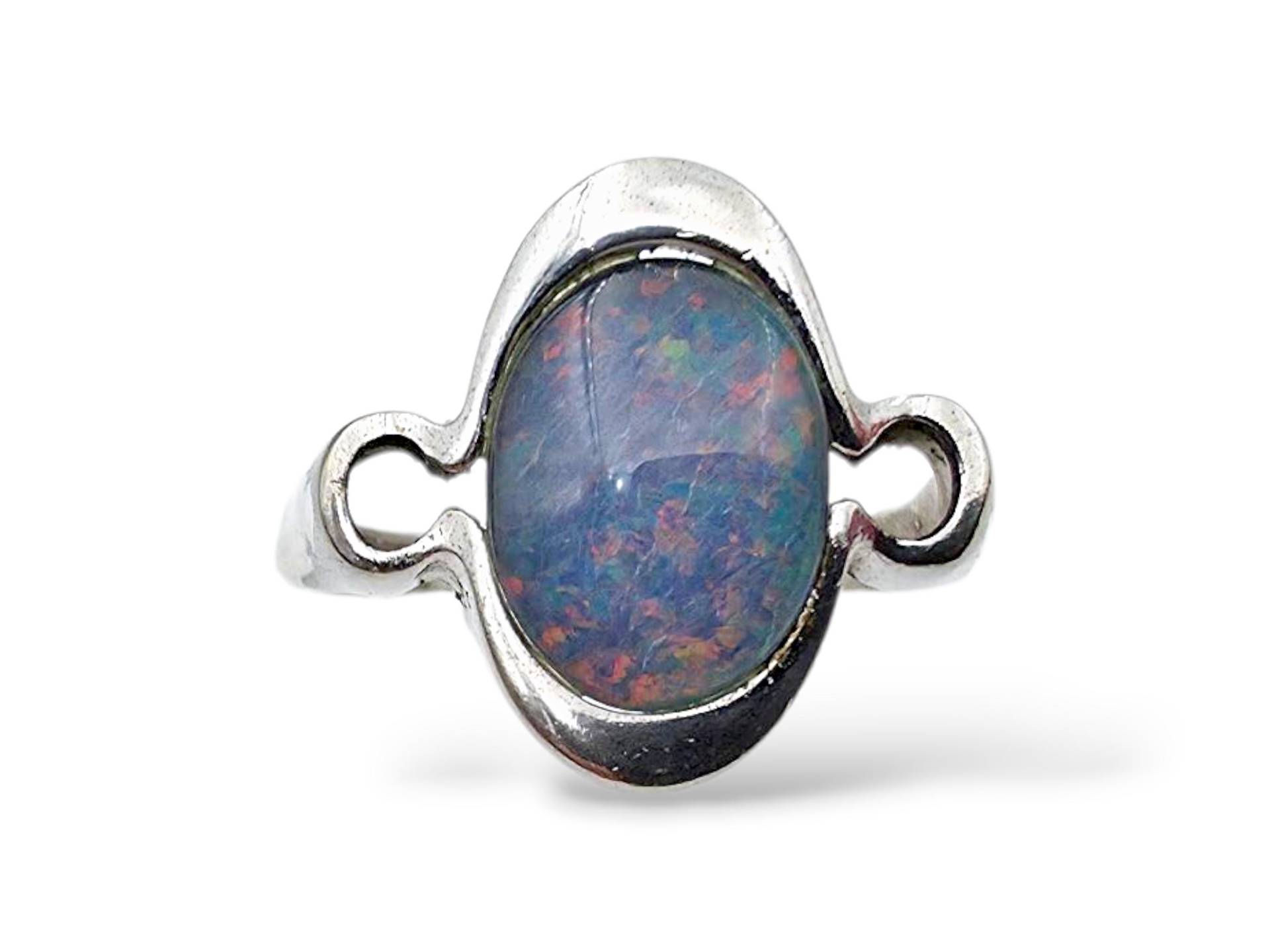 Vintage Modernist Silver Opal Ring | Eu 57/Us 8 | 835 Handmade Design Mid-Century Scandinavian Style von detaschmuck