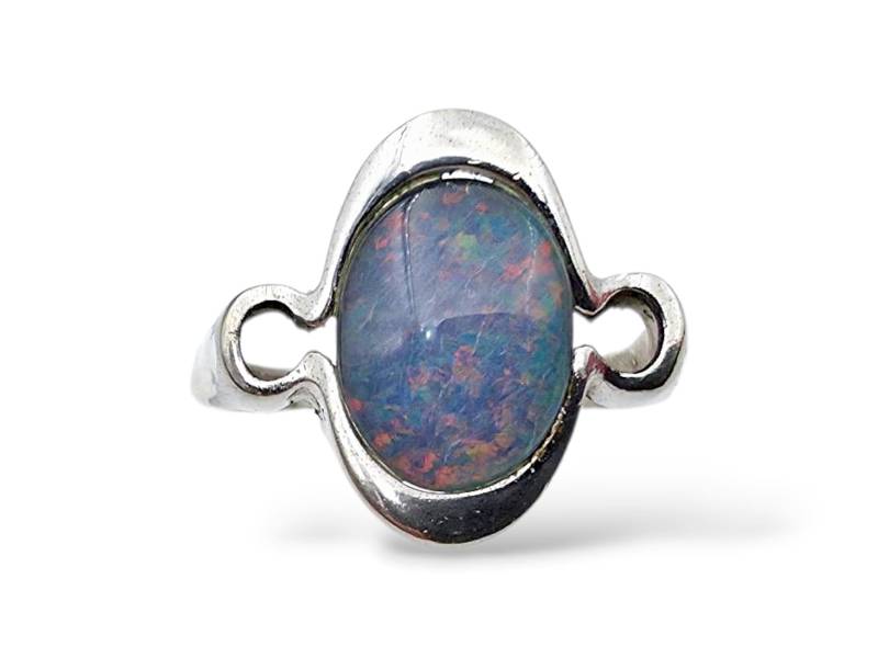 Vintage Modernist Silver Opal Ring | Eu 57/Us 8 | 835 Handmade Design Mid-Century Scandinavian Style von detaschmuck