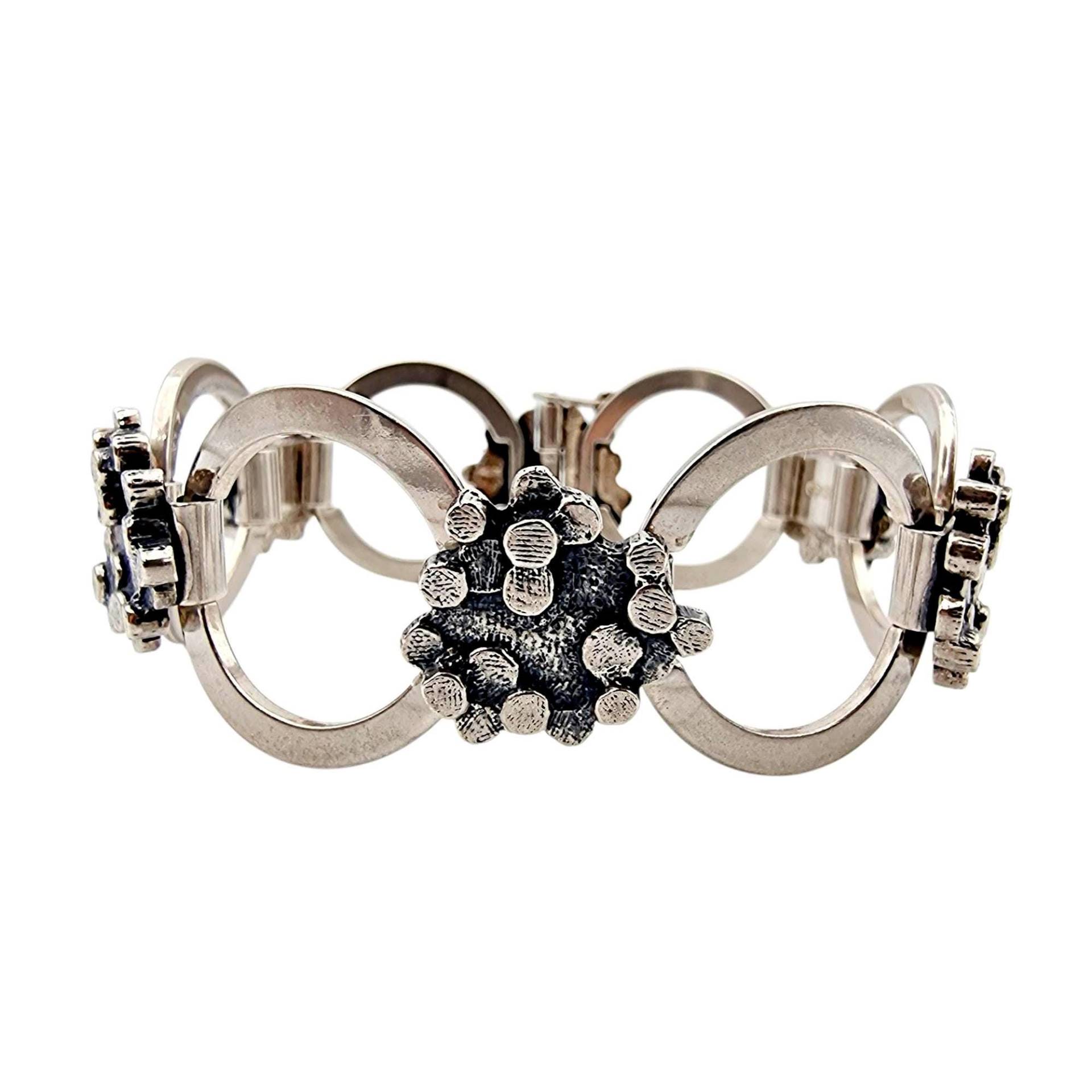 Vintage Modernist Sterling Silver Bracelet By Franz Scheurle - Sculptural German Design | Size 18 cm Width 24 Mm von detaschmuck