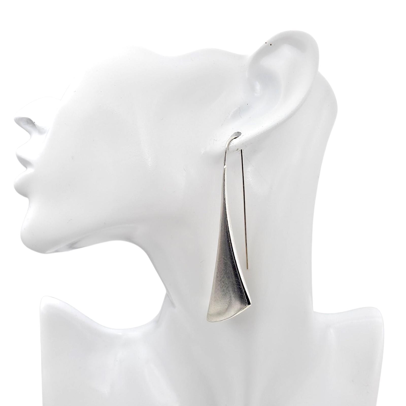 Vintage Quinn Germany Silver Earrings | Sculptural Modernist Sterling 925 Long Drop Earrings, Minimalist Design | 1980S-1990S von detaschmuck