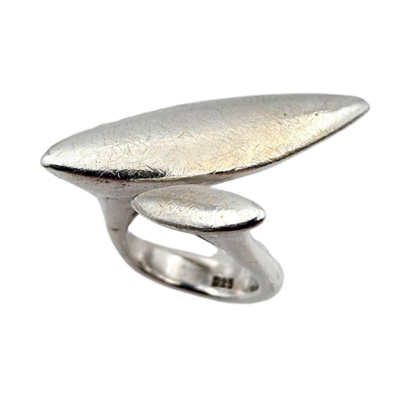 Vintage Sculptural 925 Silver Modernist Ring - Bold Abstract Designer Statement 19.75G Organic Form von detaschmuck