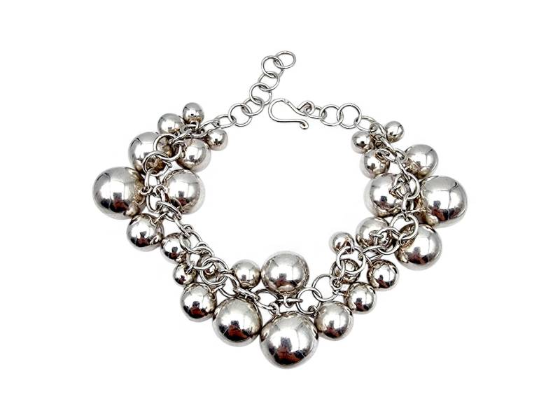 Vintage Silver Ball Charm Bracelet - Modernist 1960S Scandinavian Style Heavy Statement Jewelry von detaschmuck