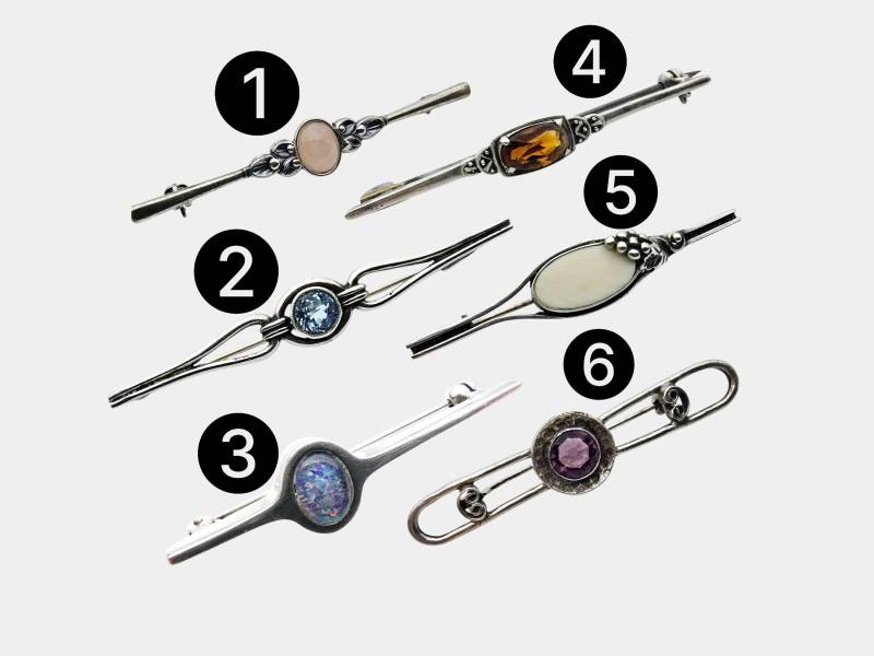 Vintage Silver Brooch Collection With Gemstones - Choose Your Unique Design von detaschmuck
