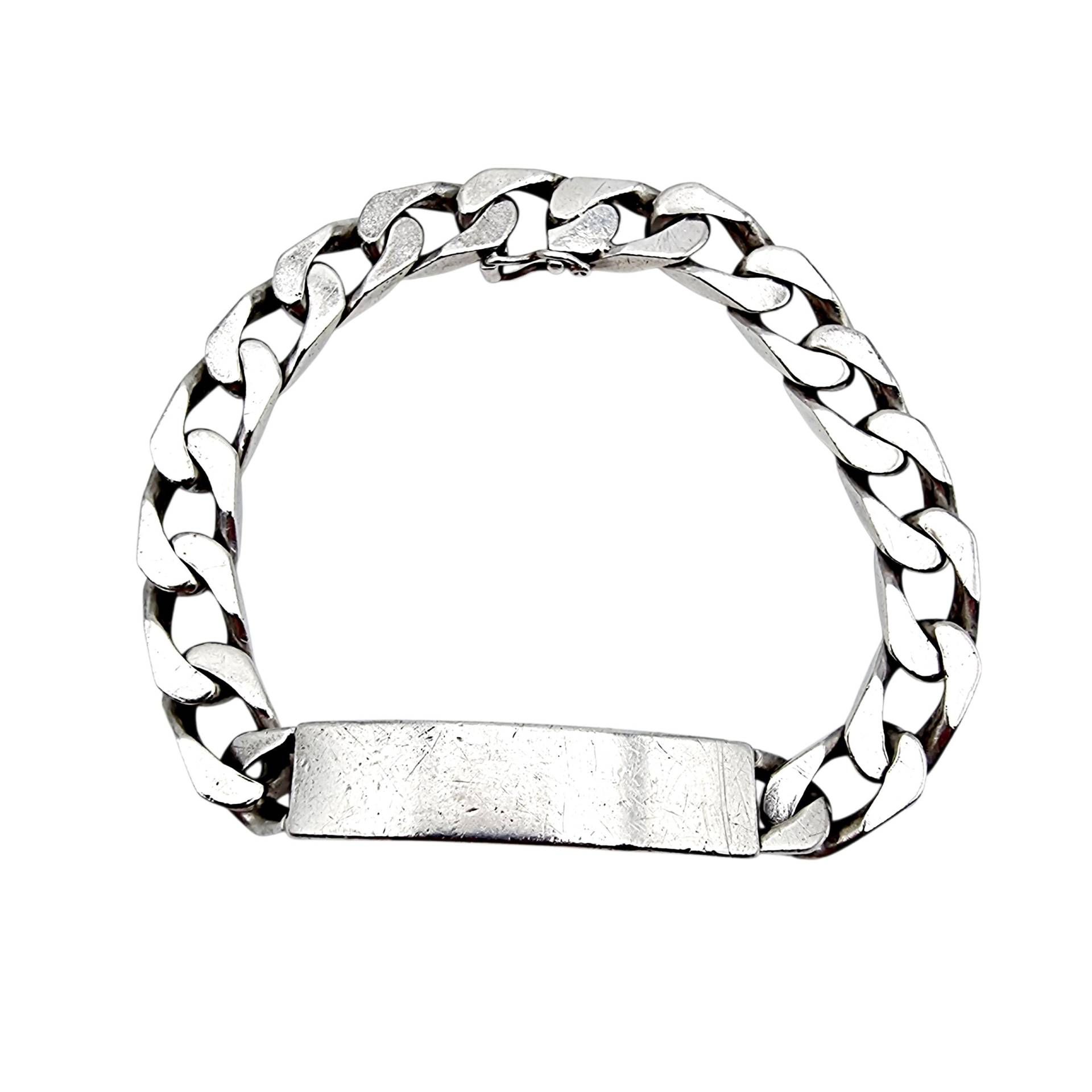 Vintage Silver Id Bracelet For Men - Heavy Curb Chain With Engraving Plate Mer 925 Marked 39.22G 20cm | 7.9" von detaschmuck