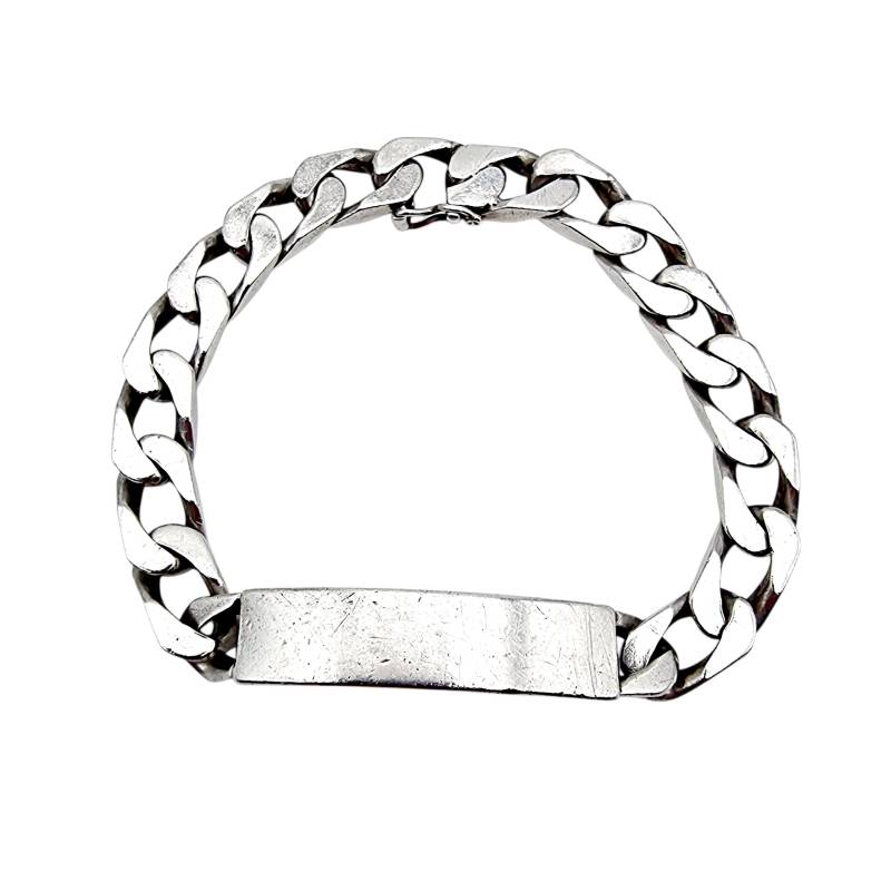 Vintage Silver Id Bracelet For Men - Heavy Curb Chain With Engraving Plate Mer 925 Marked 39.22G 20cm | 7.9" Vintage Silver Id Bracelet For Men - Heavy Curb Chain With Engraving Plate Mer 925 Marked 39.22G 20cm | 7.9" von detaschmuck
