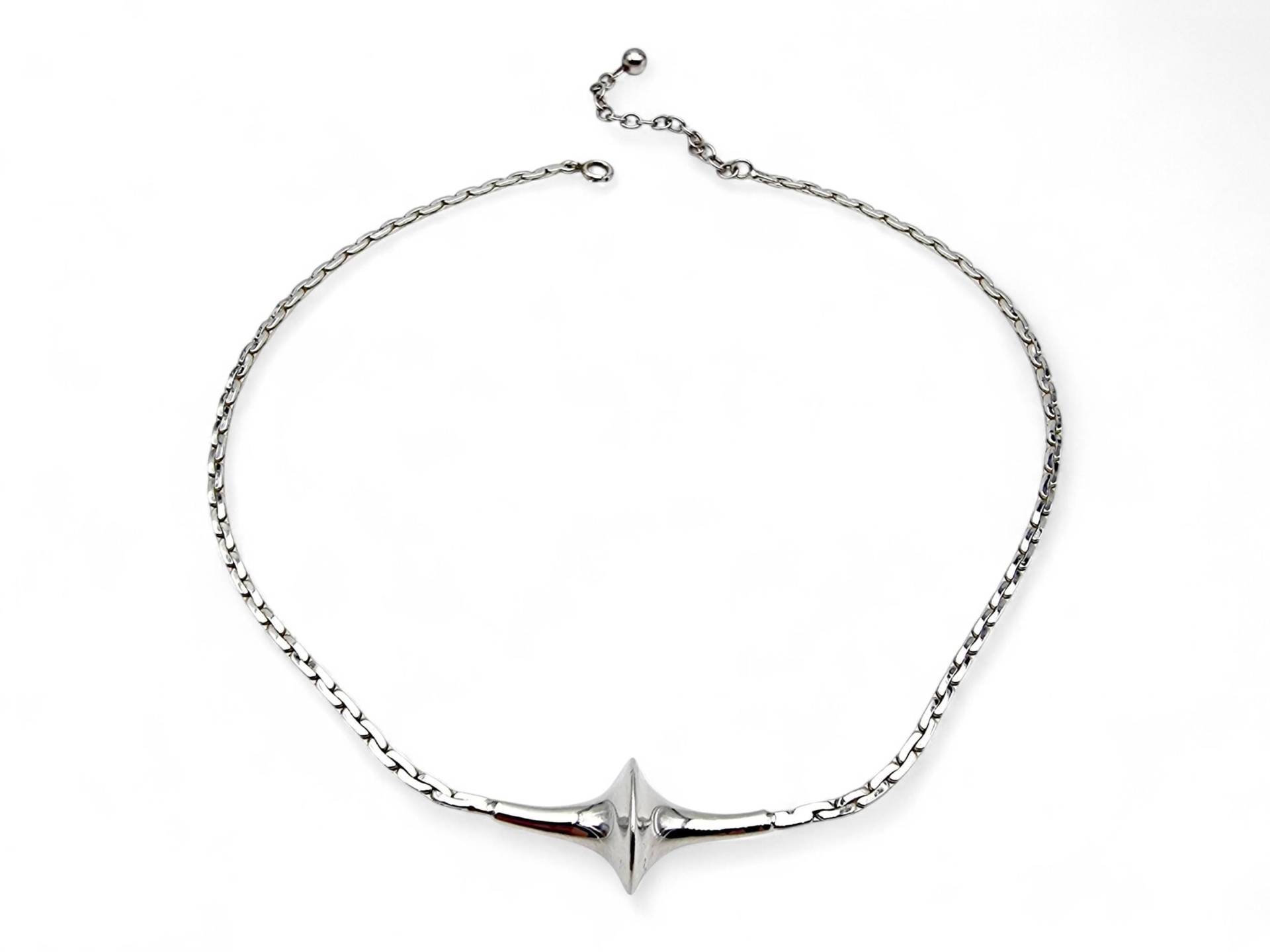 Vintage Silver Necklace - Modernist Pendant Design, 47cm, Minimalist Statement Jewelry von detaschmuck