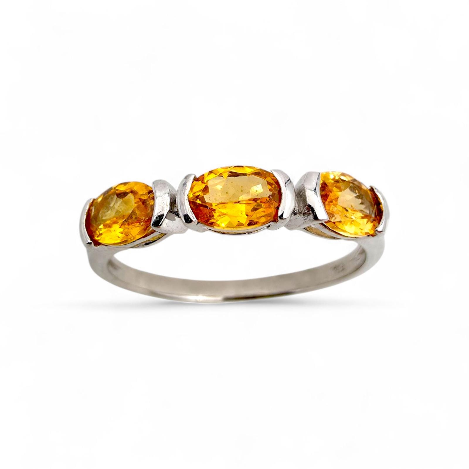 Vintage Silver Ring With Orange Stones - 925 Sterling Trilogy Band Eu 62.5 | Us 10.5 von detaschmuck