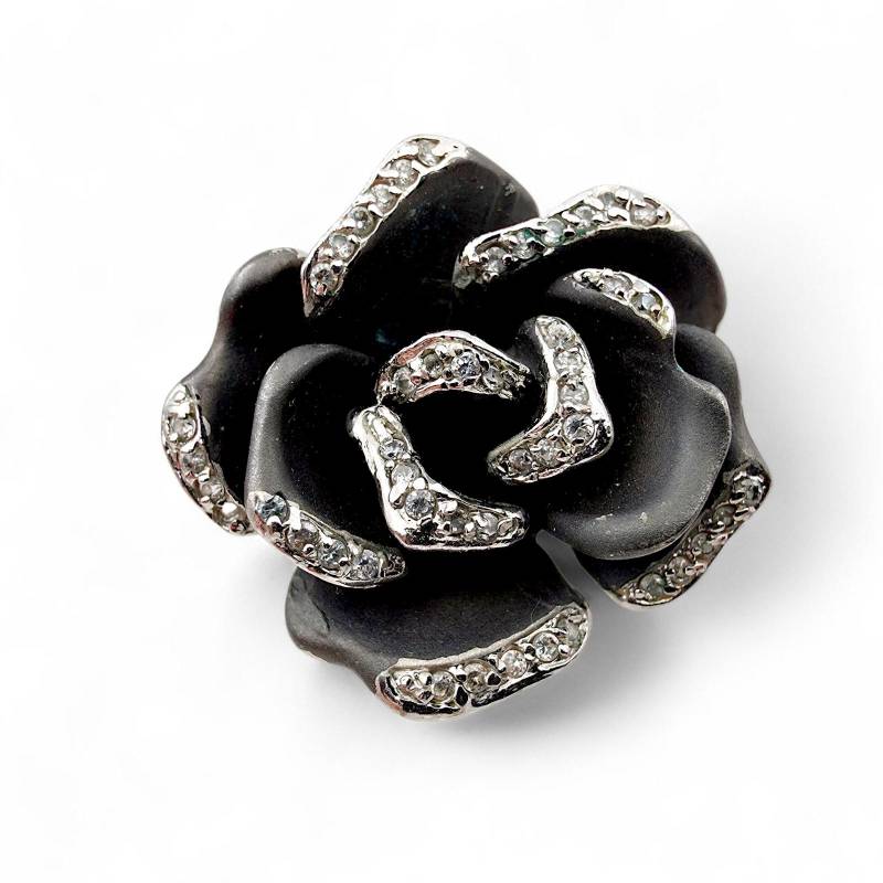 Vintage Silver Rose Ring With Rhinestones - Bold Floral Statement Jewelry | Size Eu 52/Us 6 Vintage Silver Rose Ring With Rhinestones - Bold Floral Statement Jewelry | Size Eu 52/Us 6 von detaschmuck