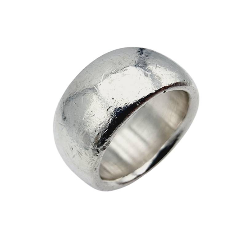 Vintage Sterling Silver Designer Band Ring By Quinn Germany - Textured Dome Size 55 | Us 7 1/4 von detaschmuck