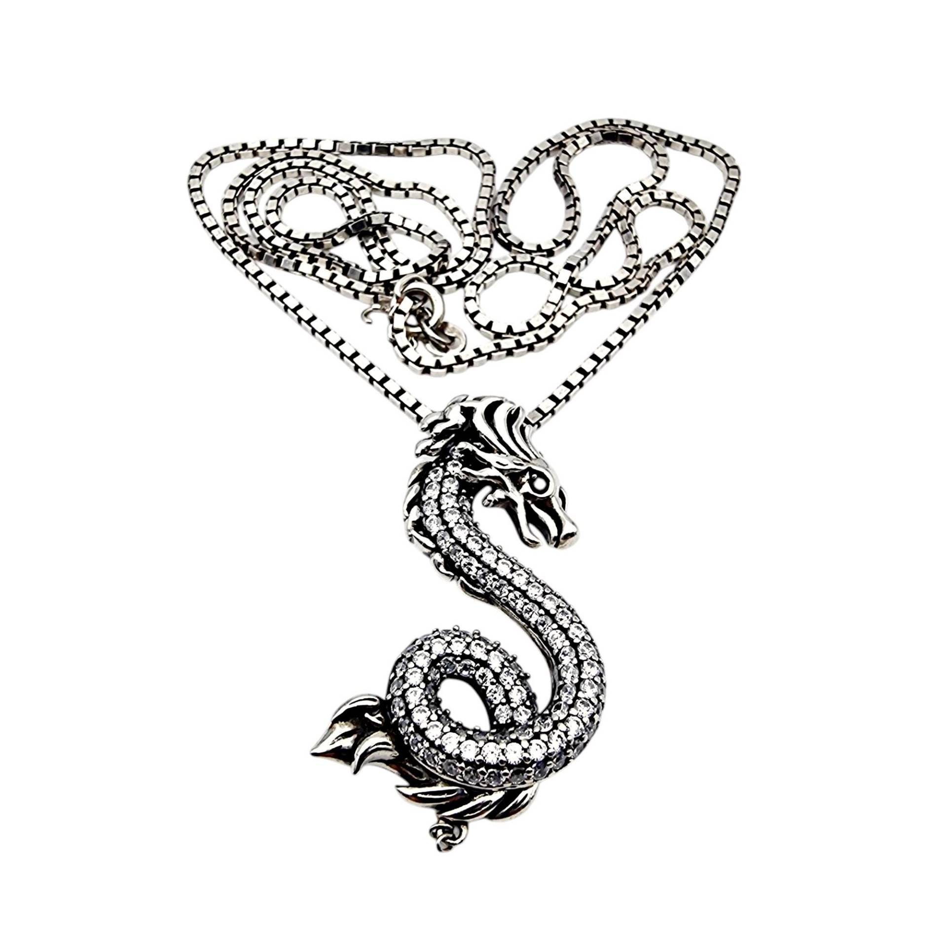 Vintage Sterling Silver Dragon Pendant Necklace - Spg Designer, Cubic Zirconia, Gothic Style, 43 X 26 Mm von detaschmuck