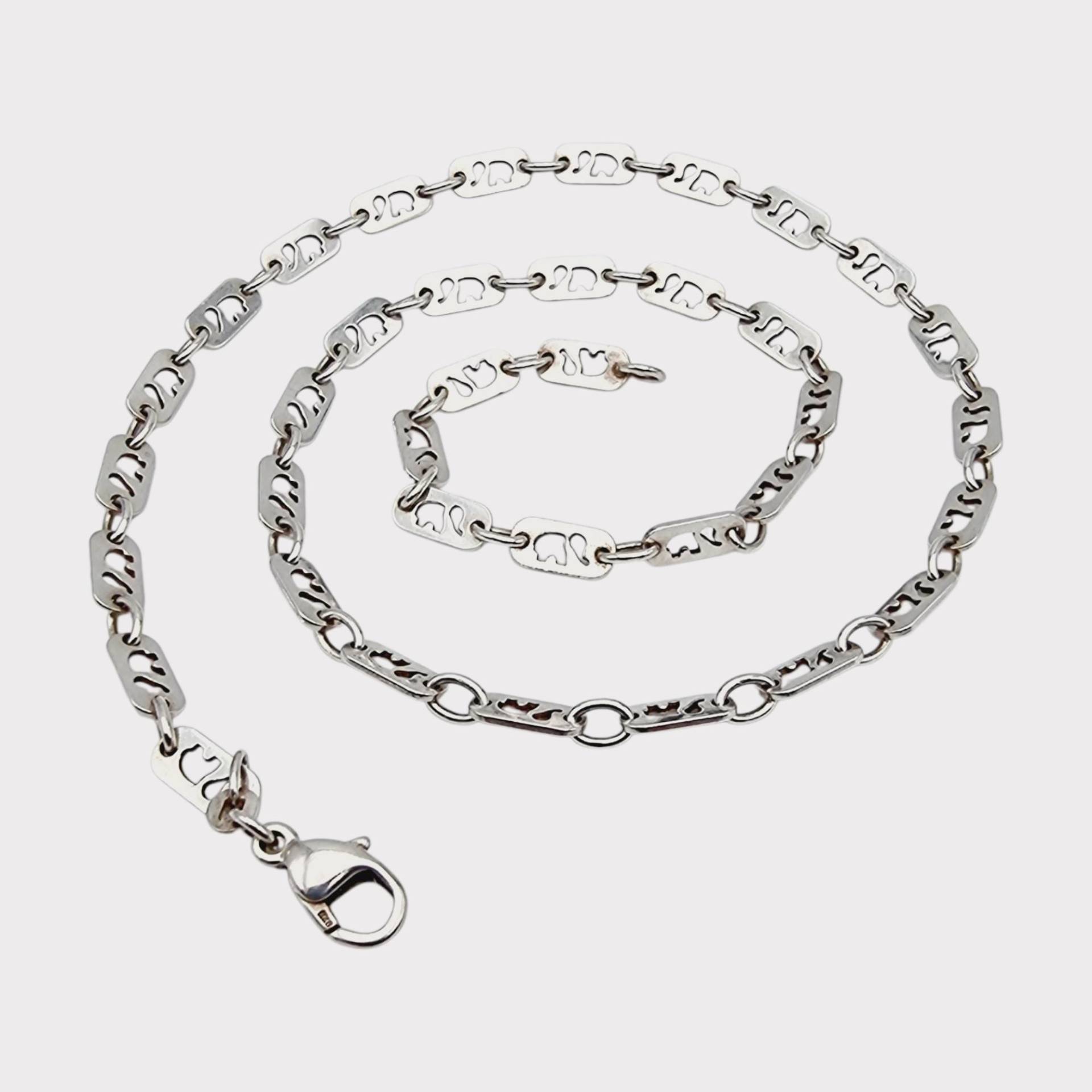 Vintage Sterling Silver Elephant Link Chain Necklace - 48cm | 18.9" Animal Motif 925 Stamped von detaschmuck