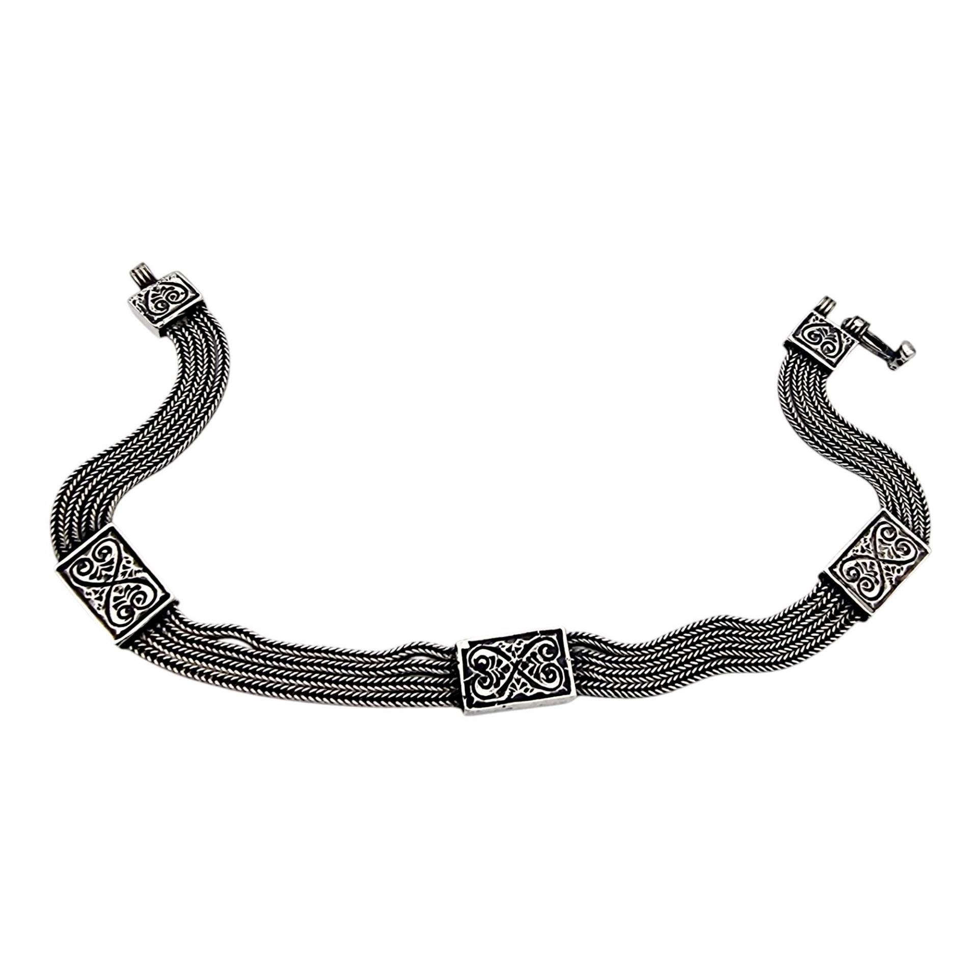 Vintage Sterling Silver Multi-Strand Bracelet - Ornate Scrollwork Panels, 19cm | 7.48" von detaschmuck