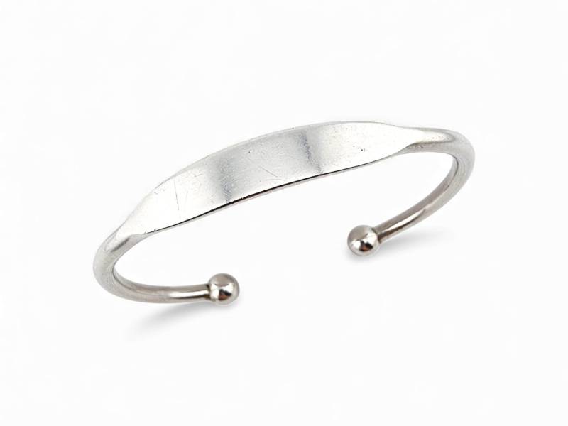 Vintage Sterling Silver Open Cuff Bracelet With Ball-End Design, Marked, 18 cm von detaschmuck