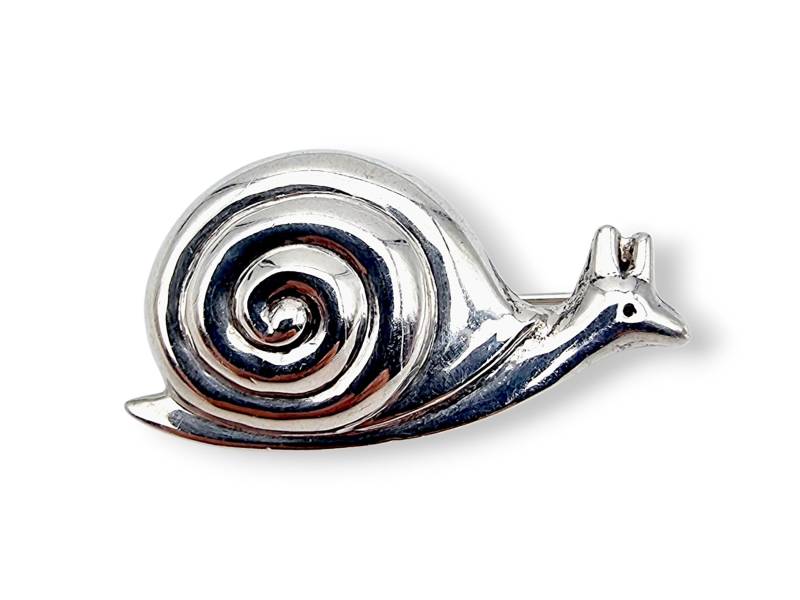Vintage Sterling Silver Snail Brooch - 925 Animal Pin, Minimalist Scandinavian Design, Nature-Inspired Jewelry 41×21 Mm von detaschmuck