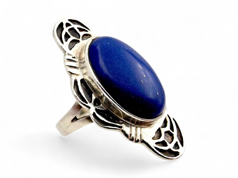 Vintage Sterling Silver Statement Ring With Lapis Lazuli Stone | Large Boho Chic Design Size 59.5 | Us 9.25 von detaschmuck