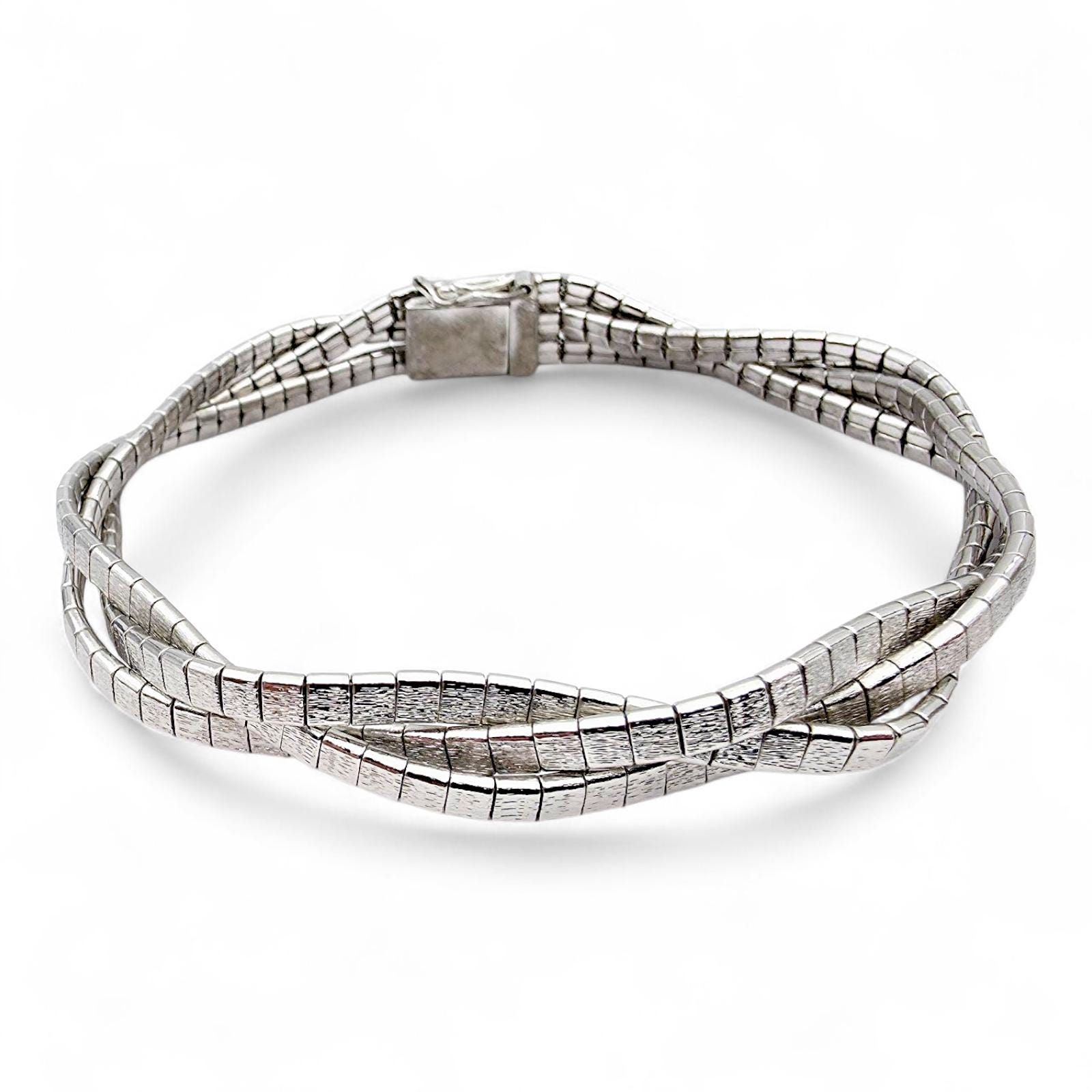 Vintage Sterling Silver Textured Twist Bracelet With Secure Clasp, 20 cm von detaschmuck