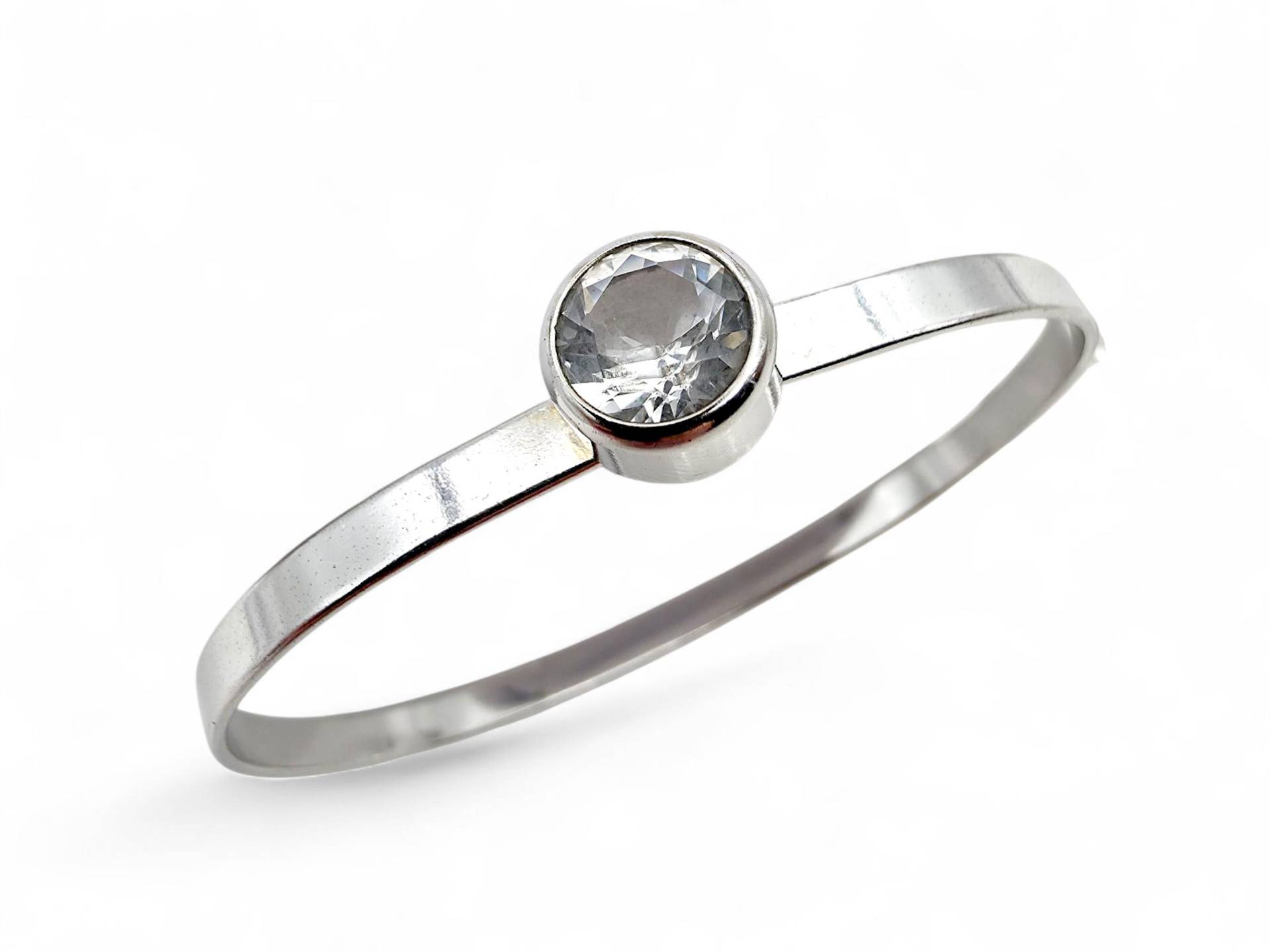 Vintage Teka Germany Silver Bangle With Rock Crystal | 925 Modernist Bracelet Theodor Klotz Mid-Century Jewelry von detaschmuck