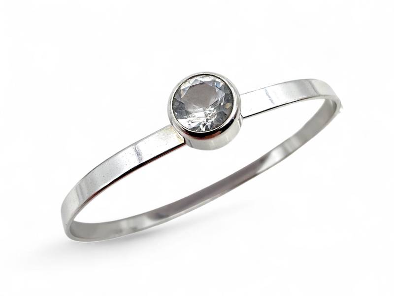 Vintage Teka Germany Silver Bangle With Rock Crystal | 925 Modernist Bracelet Theodor Klotz Mid-Century Jewelry von detaschmuck