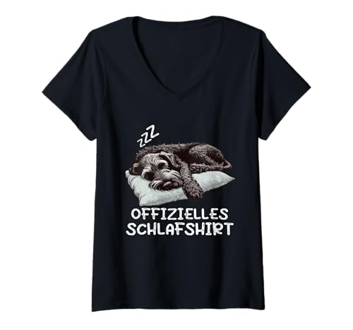 Damen Offizielles Schlafshirt Deutsch Drahthaar Drahthaar hund T-Shirt mit V-Ausschnitt von deutsch-Drahthaar besitzer Motiv für liebhaber