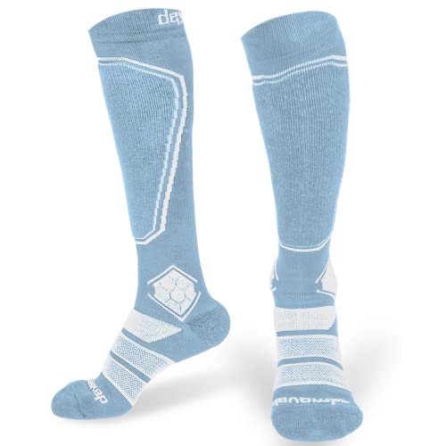 devembr Skisocken für Damen & Herren, Kniestrümpfe, Snowboard Socken - L, Hellblau von devembr