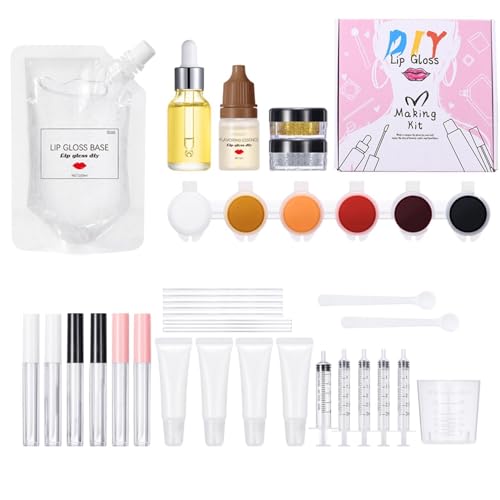 DIY Lipgloss Making Kit, Feuchtigkeitsspendendem Lipgloss Lippenbalsam-Set Mit Glitzer | Machen Sie Ihr Eigenes Lipgloss-Wissenschaftsset, Lustiges Make-up-Geschenk Für Frauen von dewdat