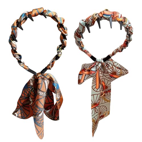 dewdat Haarbänder Mit Zähnchen Für Frauen - Zahnkamm Umwickelte Stoff Haarspangen | 2er Pack Stilvoll Vintage Haaraccessoires Für Tochter Schwester Freundin von dewdat