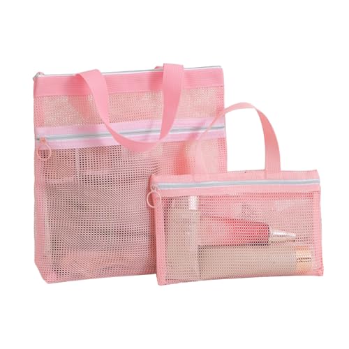 dewdat Kosmetiktasche Für Frauen - Tragbare Mesh Kosmetikbeutel,2 Stück Mit Griff Für Reise Flugzeug Festival Arbeit Fitnessstudio von dewdat