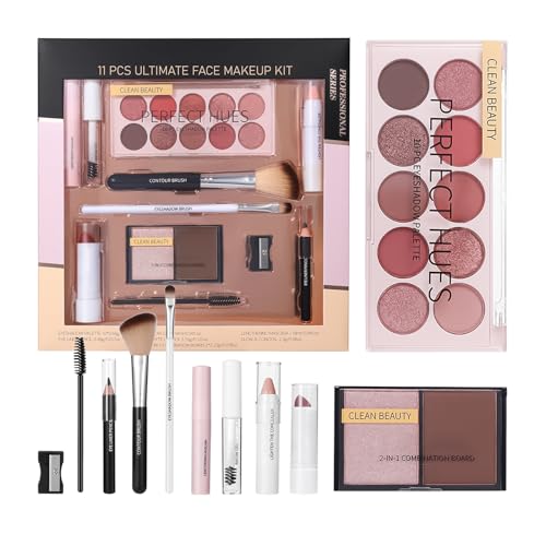 dewdat Makeup-Kit | Make-up-Set für Damen Gesicht | 11-teiliges Set mit Pinsel Lippenstift Mascara Highlighter Concealer für Frauen Anfänger Dating Urlaub Halloween Geburtstagsfeier dewdat Makeup-Kit | Make-up-Set für Damen Gesicht | 11-teiliges Set mit Pinsel Lippenstift Mascara Highlighter Concealer für Frauen Anfänger Dating Urlaub Halloween Geburtstagsfeier von dewdat