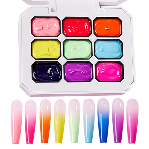 dewdat Patting Gel Nagellack - Verlaufs Mal Gel | 9-Farben Nageldesign-Palette Kreativ-Set Für Mädchen Maniküre von dewdat