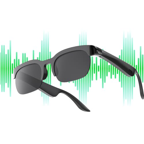dewdat Smarte Brille Für Herren | Smarte Drahtlose Brille,Leichtgewichtiger Rahmen Anruf Offene Musik Ohren UV Schutz Audio Sonnenbrille Unisex Für Arbeit Outdoor Sport von dewdat