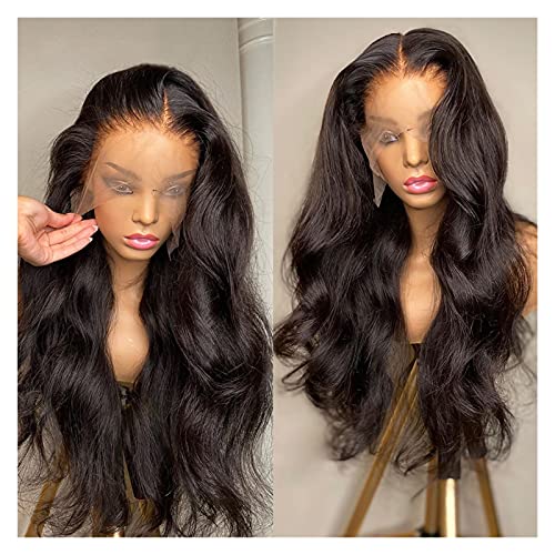 13×6 Body Wave Lace Front Wig Human Hair Wigs for Women Frontal Bob Pre Plucked Brazilian Lace Front Wig Light Brown Lace (Density : 99J lace Wig 180% Stretched Length : 28inches) (14inches 1B lace von dfghjdfgas