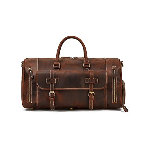Handmade Leather Travel Duffel Bag - Airplane Underseat Carry On Bags Gym Sports Carry On Duffel Bag Travel Bag for Men and Women (Color : B) (D) von dfghjdfgas