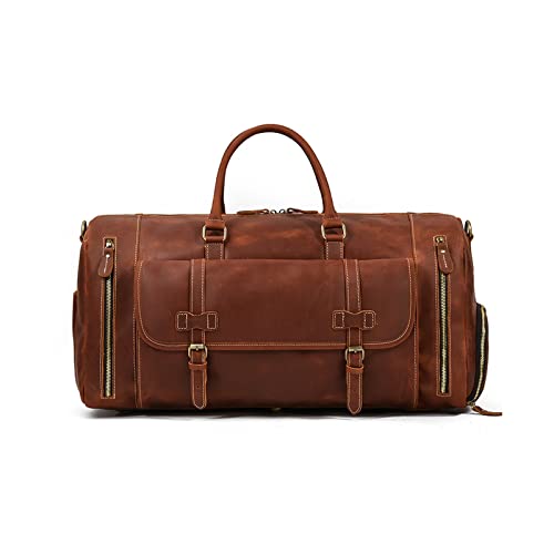 Handmade Leather Travel Duffel Bag - Airplane Underseat Carry On Bags Gym Sports Carry On Duffel Bag Travel Bag for Men and Women (Color : B) (E) von dfghjdfgas