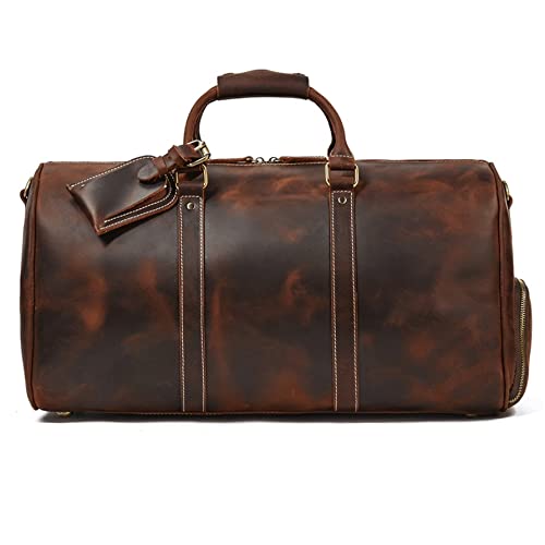 briefcase Men Genuine Leather Travel Duffles Travelling Shoulder Hand Luggage Bags Laptoptasche (Color : A) von dfghjdfgas
