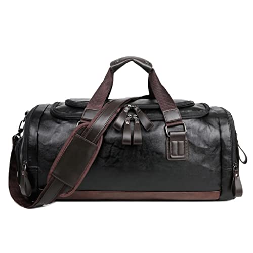 briefcase Men Quality Leather Travel Bags Carry on Luggage Bag Men Duffel Traveling Tote Large Weekend Bag Laptoptasche (Color : A) von dfghjdfgas