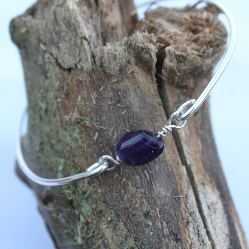 Echte Amethyst Nugget Sterling Silber Armreif Armband-Großes Geschenk Februar Birthstone von dficreations