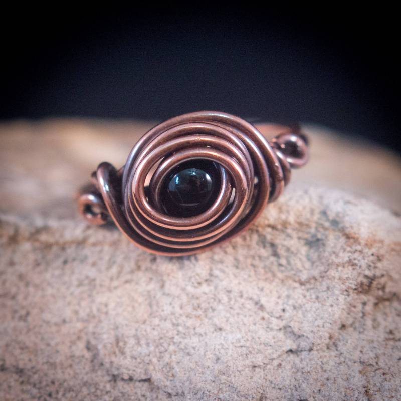 Schwarzer Drahtring Gewickelt | Schlichter Boho Ring Alltagskleidung Geschenk Zum 7 Kupferschmuck Individueller Schmuck Draht Gewickelt Schwarzer Drahtring Gewickelt | Schlichter Boho Ring Alltagskleidung Geschenk Zum 7 Kupferschmuck Individueller Schmuck Draht Gewickelt von dficreations