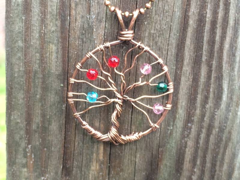 Stammbaum Anhänger. Muttertag Swarovski Kristalle Tolles Geschenk Erhältlich in Nicht Anlaufende Draht, Bare Copper, Sterling, Oder Sterling Fill von dficreations